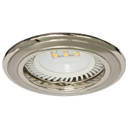 Cornice downlight da soffitto, rotonda, GU10, fissa,nichel satinato/nichel, alluminio, IP20