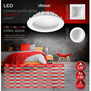 LED reflektor s indirektnom svjetlošću 12W, 4200K, 220-240V AC, neutralno svjetlo, kvadratni