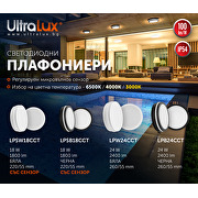 LED влагозащитена плафониера, бяла, 24W, 3000K/4000K/6500K, 220V-240V AC, IP54