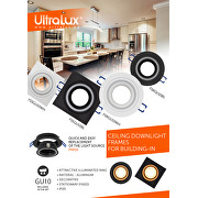 Ceiling downlight frame, round, GU10, fixed, black, IP20