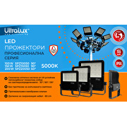 Професионален LED прожектор 100W, 5000K, 100V-277V AC, 90°, IP66