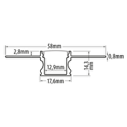 Aluminium profile for gypsum board, narrow, 13mm, 3m