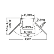 Aluminium profile for gypsum board, for exterior angle, 13mm, 3m