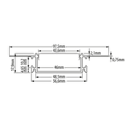 Aluminium profile for gypsum board, 46mm, 3m