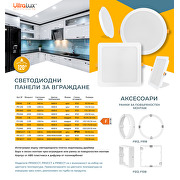 LED панел за вграждане, квадрат, 5W, 4000K, 220-240V AC, неутрална светлина