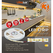 Professioneller LED-Streifen 17W/m, 2700K, 24V DC, 210 LED/m, SMD2835, IP20