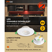 Downlight LED da incasso, dimmerabile, 6W, 3000K/4200K/6500K, 220-240V AC, IP44