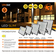 LED Slim прожектор 100W, 5000K, 220-240V AC, IP65 неутрална светлина