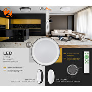 LED ρυθμιζόμενο φωτιστικό οροφής CCT με τηλεχειριστήριο, στρογγυλό, μαύρο, 45W, 3000/4000/6000К, 220-240V AC, IP20