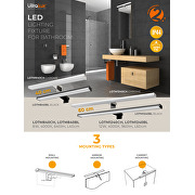 Luminaire de salle de bain LED pour éclairage de miroir, mur et meuble, 8W, 4000K, chrome, IP44
