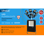 Professional LED floodlight 50W, 5000K, 100V-277V AC, 90°, IP66