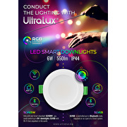 Smart Downlight LED da incasso, dimmerabile, Bluetooth/Wi-Fi, 6W, 3000К-6500К/RGB, 220-240V AC, IP44
