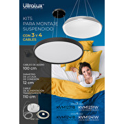 Kit para montaje suspendido con 3 cables 100 см., color blanco, cable de alimentación transparente
