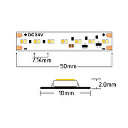 Tira de  LED 12W/m, Dim-to-warm, 1800K-3000K, 24V DC, 280LEDs/m, SMD2216, 5m