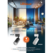 Foco de carril, monofásico, GU10, 220-240V AC, IP20, RING, NEGRO