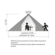 Sensor  PIR de movimiento y presencia(2 ZONAS), montaje de superficie 360, 10m, IP20,1000W