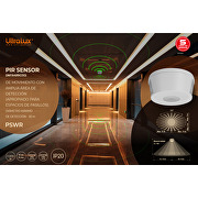 Sensor de pasillos  3XPIR IP20 superficie 360º  30m blanco, 2000W/1000W,