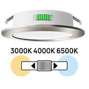 Lune LED encastrable, cercle, 4W, 3000K/4000K/6500K, 12V DC, IP44, nickel satiné