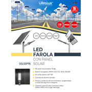 Farlola de LED con panel solar, 12W, 2100lm,4000K, 140°х90°,∅60, SMD2835, IP65