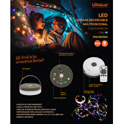 USB lámpara RGBW recargable con  guirnalda 10m, IP54, 5W, Li-Ion 3.7 V DC,