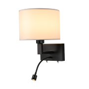 Zidna svjetiljka s abažurom i ugrađenim LED reflektorom, E27, max 10W LED/1W, 3000K, IP20, crna
