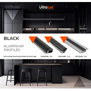 Aluminiumprofil für LED-Flex-Strip, schwarz, mit schwarzem Diffusor, für Anbaumontage, eckig, 2m