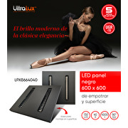 LED panel 600х600 Galaxy. para montaje de superficie/empotrar, negro, UGR<19, 40W, 4000K, 130 lm/W, 90°, 220V-240V AC,IP20