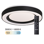 Lampada da soffitto LED dimmerabile CCT con telecomando, nera, max.72W, 3000K-6000К, 220-240V AC, rotonda, IP20