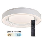 Plafonnier LED CCT à intensité variable avec télécommande, blanc, max. 72 W, 3 000 K-6 000 K, 220-240 V AC, rond, IP20