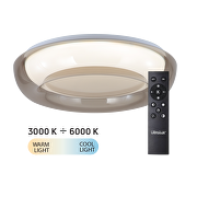 LED prigušljiva CCT stropna svjetiljka s daljinskim upravljačem, dimljeni kvarc, max. 72W, 3000K-6000К, 220-240V AC, okrugla, IP20