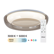 LED dimmbare ССТ+RGB Deckenleuchte mit Fernbedienung, Rauchquarz, 28W+5W, 3000K-6000K, 220-240V AC, rund, IP20