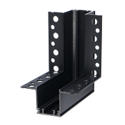 Vertical L-connector for deep rail for building-in