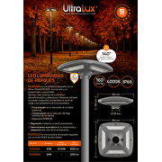 LED luminaria de parque 50W con gestión inteligente , 4000K, 220V-240V AC, IK08, IP66
