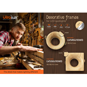 Ceiling downlight frame, square, GU10, fixed, wood, IP20