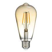 LED filament лампа крушка, амбър, ST64, 5W, E27, 1800K, 230V AC, амбър