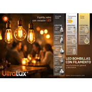 LED bombilla globo con filamento, G95, 12W, 1500lm, E27, 4000K, 230V AC