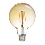 Λάμπα μπάλα με σπείρωμα LED, κεχριμπάρι, G95, 5W, E27, 1800K, 230V AC, κεχριμπάρι