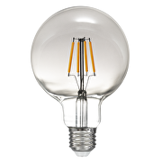 Lampe boule filament LED, fumée, G95, 5W, E27, 1800K, 230V AC, ambre