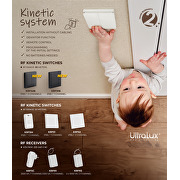 Interruttore cinetico wireless RF, doppio canale, IP65, nero