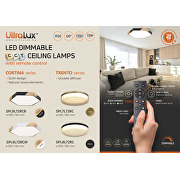 Plafoniera LED Slim CCT dimmerabile con telecomando, bianca con elementi in legno, max.72W, 3000K-6000K, 220-240V AC, esagonale, IP20