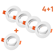 Confezione bonus 4+1 Cornice per faretto da soffitto 5 pz./scatola, rotonda, mobile, bianca, plastica, IP20