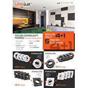 Confezione bonus 4+1 Cornice per faretto da soffitto 5 pz./scatola, quadrata, mobile, bianca, plastica, IP20