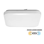 Plafoniera LED sottile CCT 24W, 3000K/4000K/6500K, 220-240V AC, quadrata, IP20