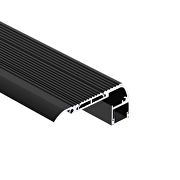 Алуминиев профил за LED лента, черен с черен дифузер, 2м, за стъпала