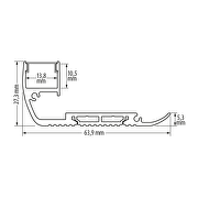 Алуминиев профил за LED лента, черен с черен дифузер, 2м, за стъпала