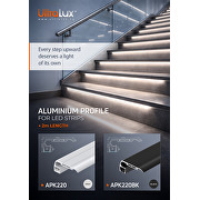 Profilé aluminium pour bande LED flexible, noir avec diffuseur noir, 2m, pour marches