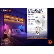 Lampada LED ricaricabile dimmerabile con telecomando, 2W, 3000K/4000K/5000K/6000K+RGB, 5VDC, IP20