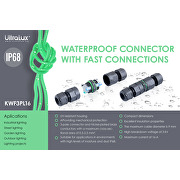 Wasserdichter L16-Schnellstecker, 3-polig, 16 A, IP68, 1 Stück