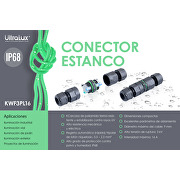 Conector estanco con clemas rápidas L16, 3 polos, 16А, IP68, 1 un.