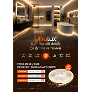 Tira de LED COB 10W/m, 24V DC, 3000K, 320 LEDs/m, IP65